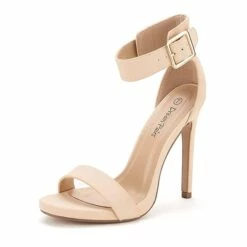 Fashion Pump Heel Sandals NUDE NUBUCK -DREAM PAIRS Sales 1 29