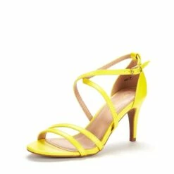 Open Toe Stiletto Strappy Sandals YELLOW PU 10 Open Toe Stiletto Strappy Sandals YELLOW PU -DREAM PAIRS Sales 1 3