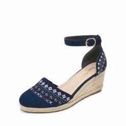 Closed Toe Espadrille Wedges NAVY 8 Closed Toe Espadrille Wedges NAVY -DREAM PAIRS Sales 1 34