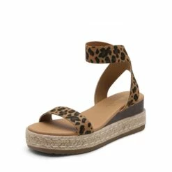 Ankle Strap Espadrilles Platform Sandals LEOPARD