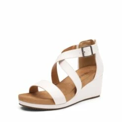 Ankle Strap Open-Toe Platform Wedge Sandals WHITE PU -DREAM PAIRS Sales 1 38