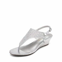 Low Wedge Dress Sandals SILVER 11 Low Wedge Dress Sandals SILVER -DREAM PAIRS Sales 1 5