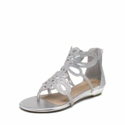 Gladiator Rhinestones Flat Sandals SILVER -DREAM PAIRS Sales 1 50