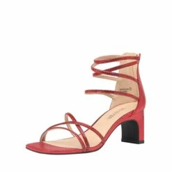 Rhinestone Chunky Pump Sandals RED RHINESTONE 10 Rhinestone Chunky Pump Sandals RED RHINESTONE -DREAM PAIRS Sales 1 52