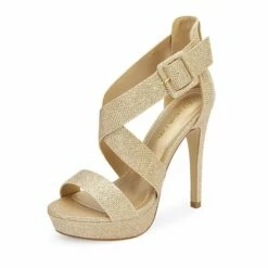 Open Toe Strappy Stiletto Sandals GOLD GLITTER -DREAM PAIRS Sales 1 57