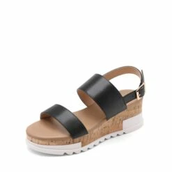 Ankle Strap Casual Platform Sandals BLACK PU -DREAM PAIRS Sales 1 81