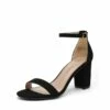 Open Toe Pump Chunky Heel Sandals BLACK NUBUCK -DREAM PAIRS Sales 1 90