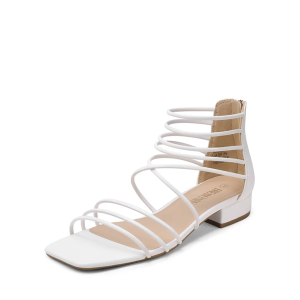 Square Toe Casual Strappy Sandals WHITE 3 Square Toe Casual Strappy Sandals WHITE