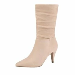 Mid Calf High Heel Boots NUDE SUEDE 11 Mid Calf High Heel Boots NUDE SUEDE -DREAM PAIRS Sales 1 95