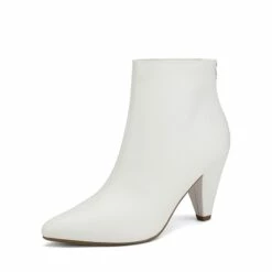 Low Heel Pointed Toe Ankle Booties WHITE PU -DREAM PAIRS Sales 1 99