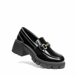 Chunky Slip-On Loafers BLACK-PAT -DREAM PAIRS Sales 1001 BLACK PAT3