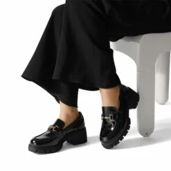 Chunky Slip-On Loafers BLACK-PAT -DREAM PAIRS Sales 1001 BLACK PAT7