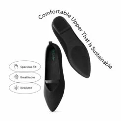 Non-Slip Pointed Toe Breathable Flats BLACK -DREAM PAIRS Sales 1002 黑色2