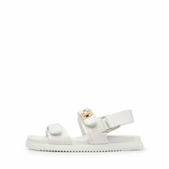 Hook And Loop Straps Flat Sandals WHITE -DREAM PAIRS Sales 1003 WHITE2
