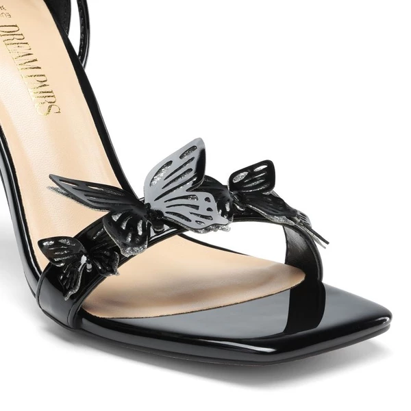 Butterfly Lace Up Stilleto High Heels BLACK-PAT 5 Butterfly Lace Up Stilleto High Heels BLACK-PAT - Image 3