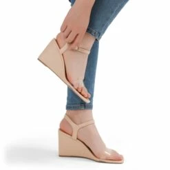 Square Toe Slingback Wedge Sandals NUDE CLEAR -DREAM PAIRS Sales 1005 DREAM PAIRS Women SDPW224W NUDE CLEAR 6