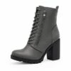 Lace Up Chunky Heel Ankle Booties GREY PU -DREAM PAIRS Sales 1005 b1a8161f6c31