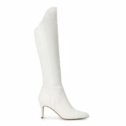 Side Zipper Stiletto Knee High Boots WHITE-PU -DREAM PAIRS Sales 1006 WHITE PU202