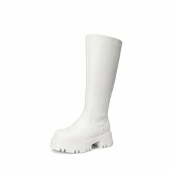 Platform Lug Sole Knee High Boots WHITE 9 Platform Lug Sole Knee High Boots WHITE -DREAM PAIRS Sales 1009 WHITE 20 1
