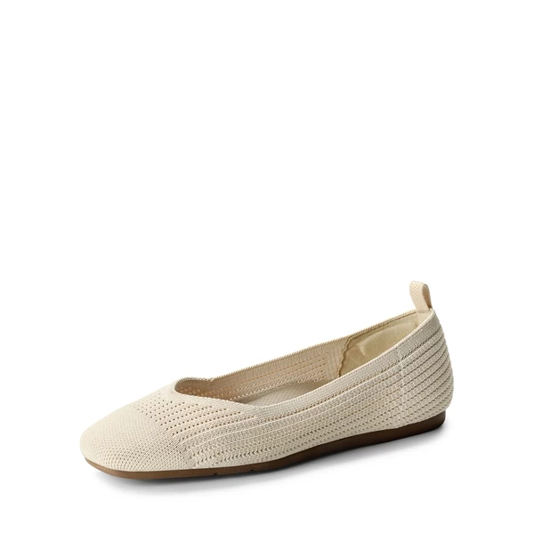 Square-Toe Sustainable Knit Flats NUDE 4 Square-Toe Sustainable Knit Flats NUDE - Image 2