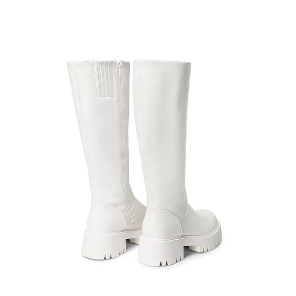 Platform Lug Sole Knee High Boots WHITE 4 Platform Lug Sole Knee High Boots WHITE - Image 2