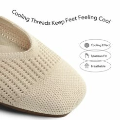 Square-Toe Sustainable Knit Flats NUDE 14 Square-Toe Sustainable Knit Flats NUDE -DREAM PAIRS Sales 1010 杏3