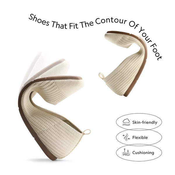 Square-Toe Sustainable Knit Flats NUDE 9 Square-Toe Sustainable Knit Flats NUDE - Image 7