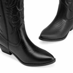 Mid Calf Western Cowboy Boots BLACK 10 Mid Calf Western Cowboy Boots BLACK -DREAM PAIRS Sales 1013 BLACK 4