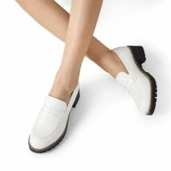 Casual Dress Chunky Penny Loafers WHITE-PU -DREAM PAIRS Sales 1014 WHITE PU 7
