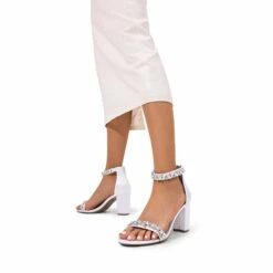 Ankle-Strap Rhinestone Chunky Heel Sandals WHITE-SATIN -DREAM PAIRS Sales 1015 WHITE SATIN8