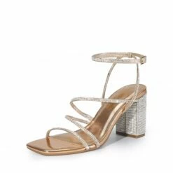 Strappy Chunky Heel Sandals ROSE GOLD-RHINESTONE -DREAM PAIRS Sales 1018 ROSE GOLD RHINESTONE 1