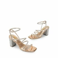 Strappy Chunky Heel Sandals ROSE GOLD-RHINESTONE -DREAM PAIRS Sales 1018 ROSE GOLD RHINESTONE 4