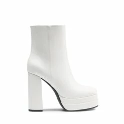 Square Toe Platform Ankle Boots WHITE 11 Square Toe Platform Ankle Boots WHITE -DREAM PAIRS Sales 1022 WHITE 2