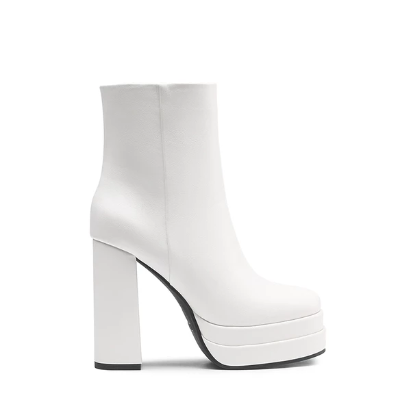 Square Toe Platform Ankle Boots WHITE 5 Square Toe Platform Ankle Boots WHITE - Image 3
