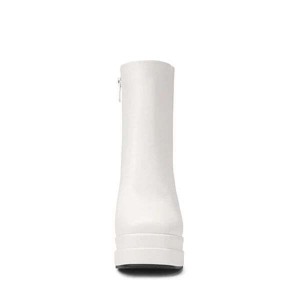 Square Toe Platform Ankle Boots WHITE 9 Square Toe Platform Ankle Boots WHITE - Image 7