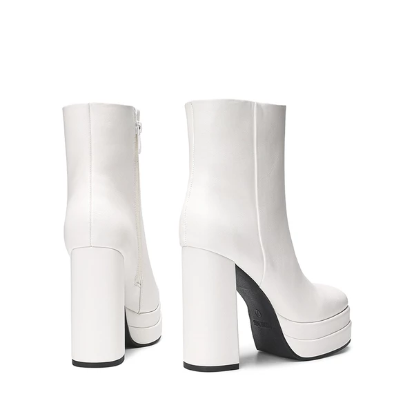 Square Toe Platform Ankle Boots WHITE 8 Square Toe Platform Ankle Boots WHITE - Image 6
