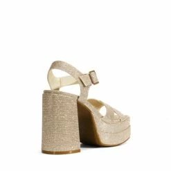 Square Toe Ankle-Strap Platform Chunky Heel Sandals GOLD GLITTER -DREAM PAIRS Sales 1023 GOLD GLITTER 3