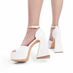 Chunky Ankle-Strap Platform Heel Sandals WHITE-PU -DREAM PAIRS Sales 1023 SDHS2441W 28