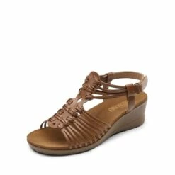 Strappy Ankle Strap Wedge Sandals BROWN -DREAM PAIRS Sales 1026 22