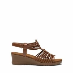 Strappy Ankle Strap Wedge Sandals BROWN -DREAM PAIRS Sales 1027 23