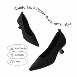 Comfortable Knitted Kitten Heels BLACK -DREAM PAIRS Sales 1028 黑4