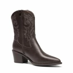 Western Chunky Heel Cowboy Ankle Boots DARK BROWN -DREAM PAIRS Sales 1030 dark20brown202