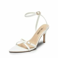 Criss-Cross Strap Stiletto Heel Sandals WHITE-PAT -DREAM PAIRS Sales 1035 WHITE PAT1 1