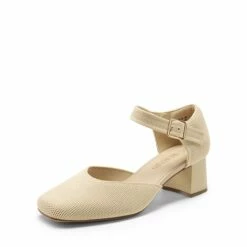 Square Toe Knitted Block Heel Pumps APRICOT -DREAM PAIRS Sales 1041 APRICOT1