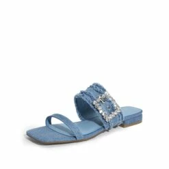 Rhinestone Buckle Strap Sandals DENIM BLUE -DREAM PAIRS Sales 1043 DENIM20BLUE201