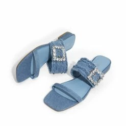 Rhinestone Buckle Strap Sandals DENIM BLUE -DREAM PAIRS Sales 1043 DENIM20BLUE203