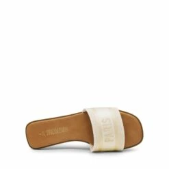 Square Toe Flat Slide Sandals NUDE