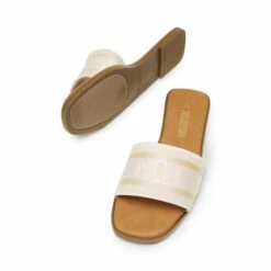Square Toe Flat Slide Sandals NUDE -DREAM PAIRS Sales 1106 NUDE5