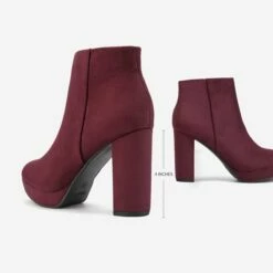 Lace Up High Heel Ankle Boots BURGUNDY -DREAM PAIRS Sales 1112 STOMP BURGUNDY 3