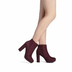 Lace Up High Heel Ankle Boots BURGUNDY -DREAM PAIRS Sales 1112 STOMP BURGUNDY 5